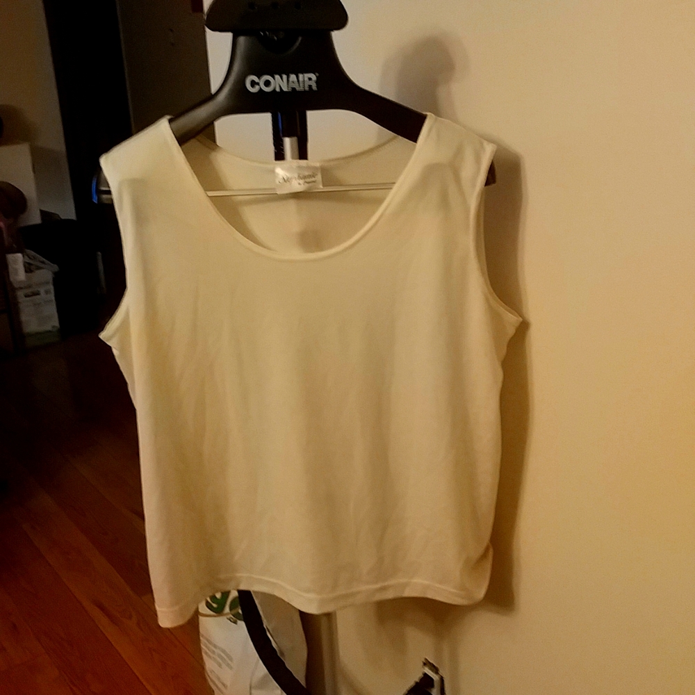 Stephanie by Crystal Cream Tank Top 3X